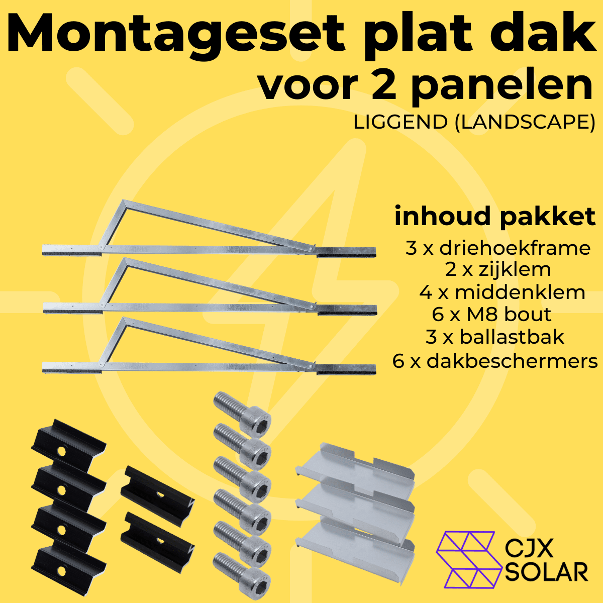 Montageset plat dak – CJX Solar Plug & Play Zonnepanelen