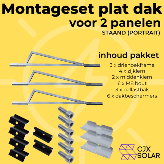 Montageset plat dak portrait opstelling – CJX Solar Plug & Play Zonnepanelen