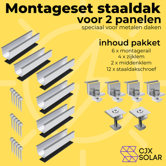 Montageset staaldak – CJX Solar Plug & Play Zonnepanelen
