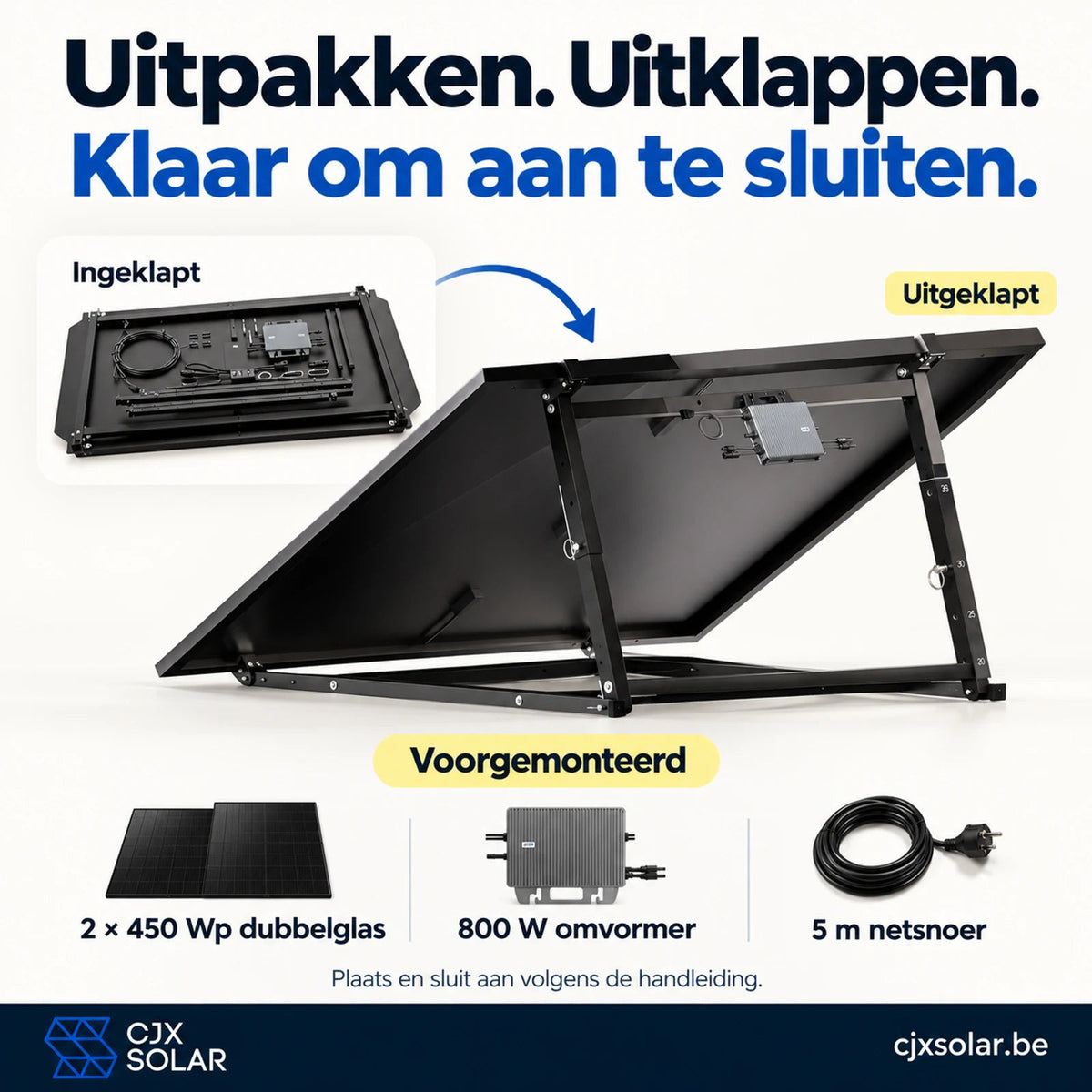 CJX Solar One - 900 Wp zonnepanelen met stekker – compleet - CJX Solar
