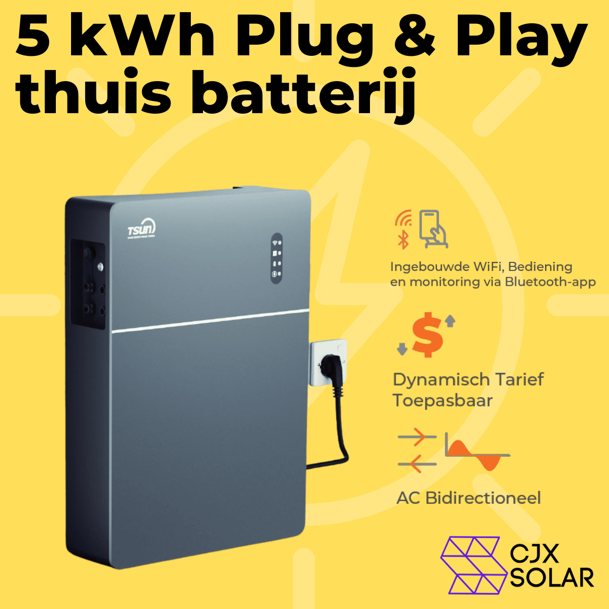 CJX Solar Plug & Play Thuisbatterij 5 kWh (AC bidirectioneel) - CJX Solar