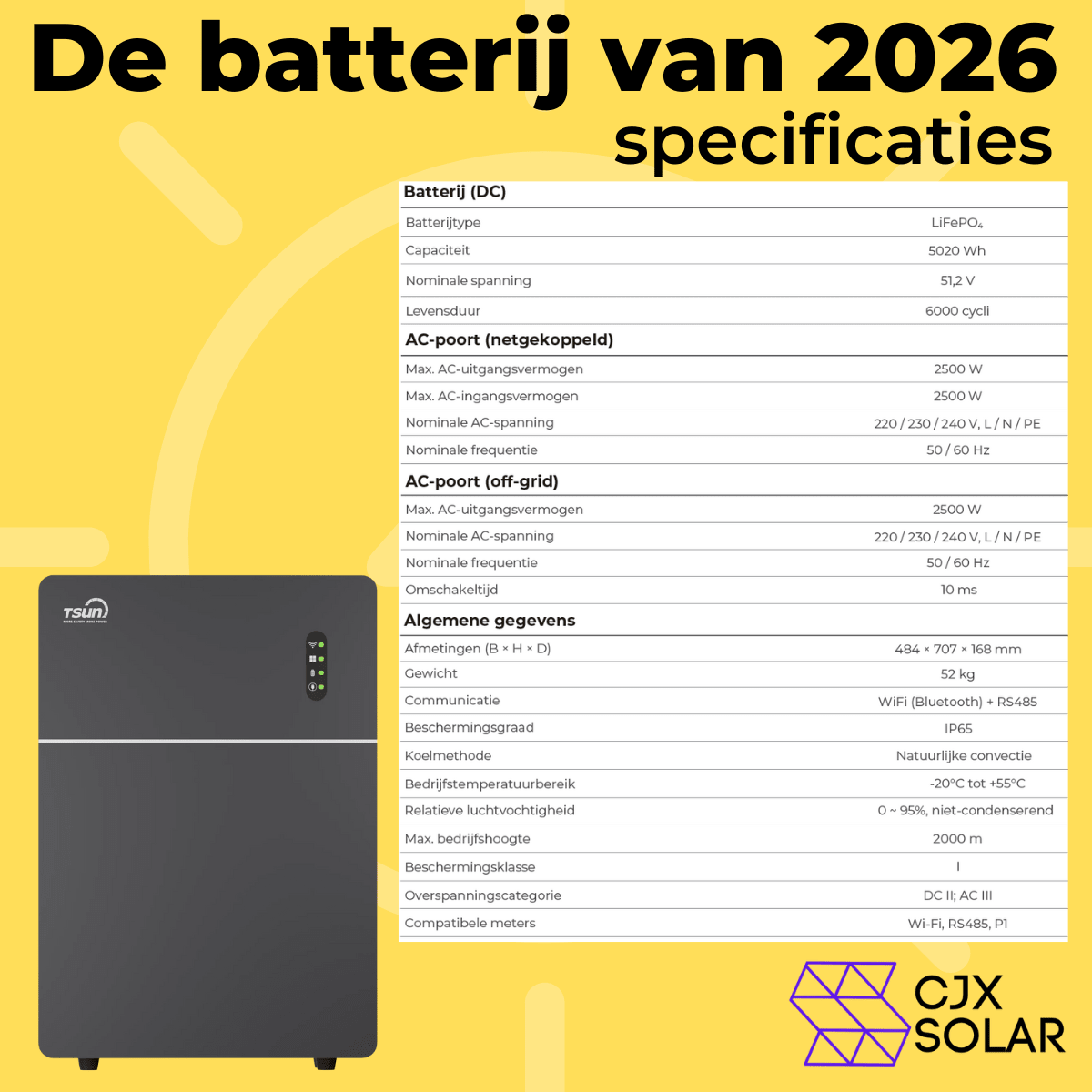 CJX Solar Plug & Play Thuisbatterij 5 kWh (AC bidirectioneel) - CJX Solar